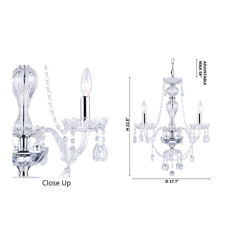 Clear Crystal Chandelier with Twisted Glass Arms and Chrome Hardware by Bethel - view 10