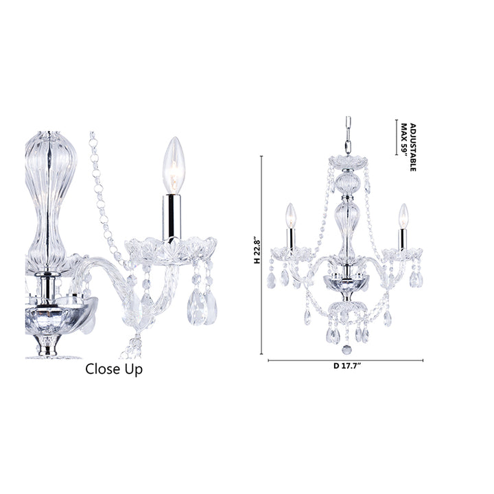 Clear Crystal Chandelier with Twisted Glass Arms and Chrome Hardware by Bethel - view 10