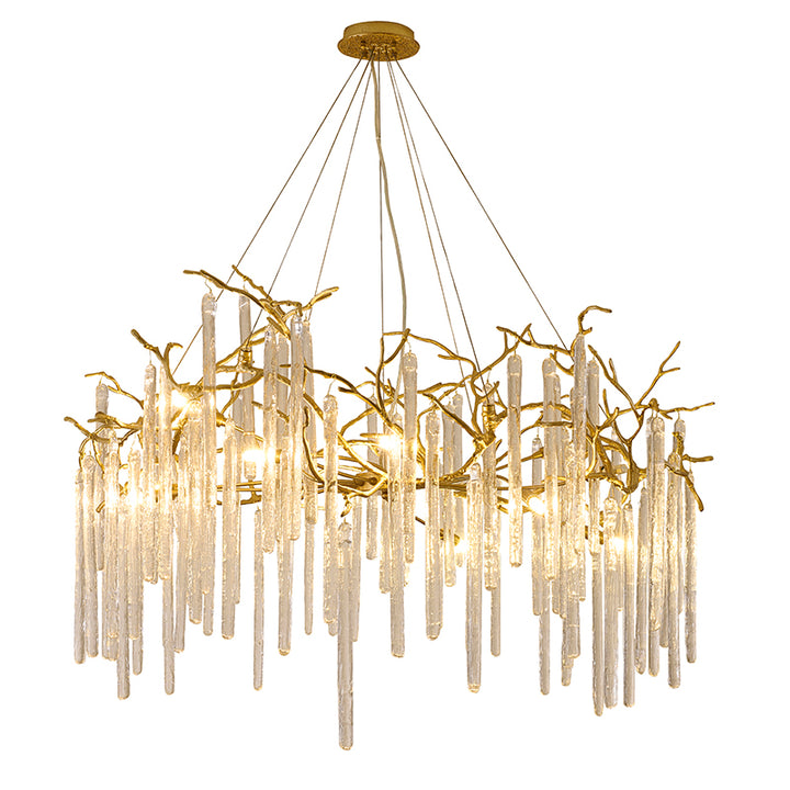 Brass Glass Chandelier by Bethel