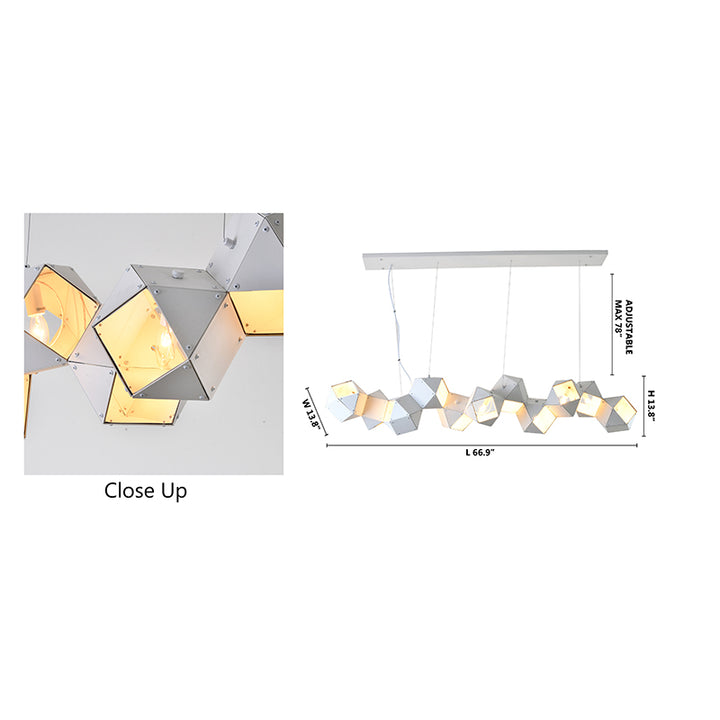 Geometric Block Chandelier with Reflective Interior by Bethel - view 9