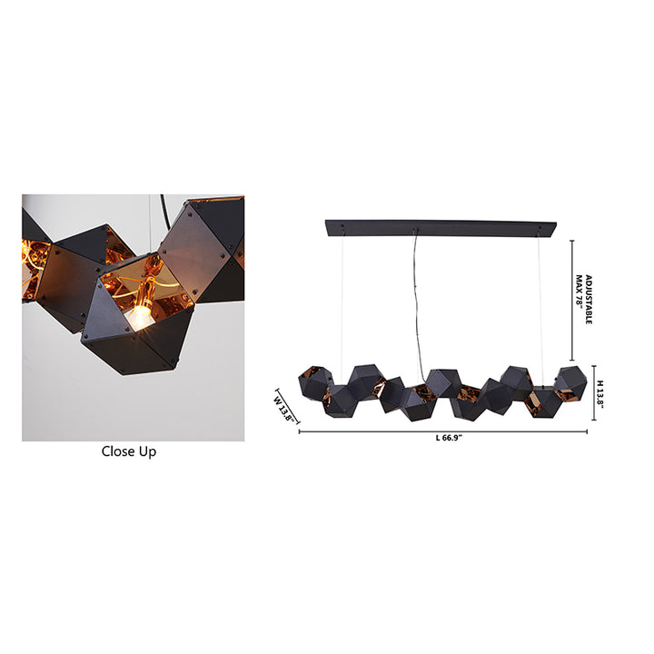 Geometric Block Chandelier with Reflective Interior by Bethel - view 5
