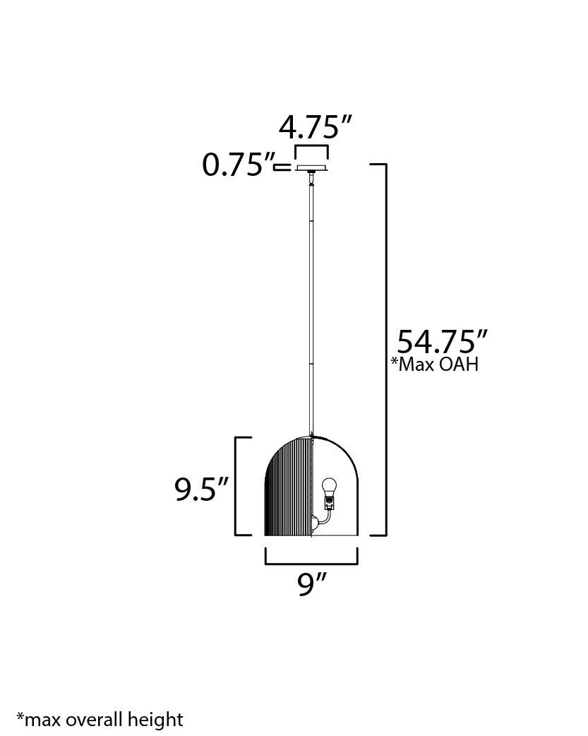 Dune 1-Light Pendant dimensions diagram