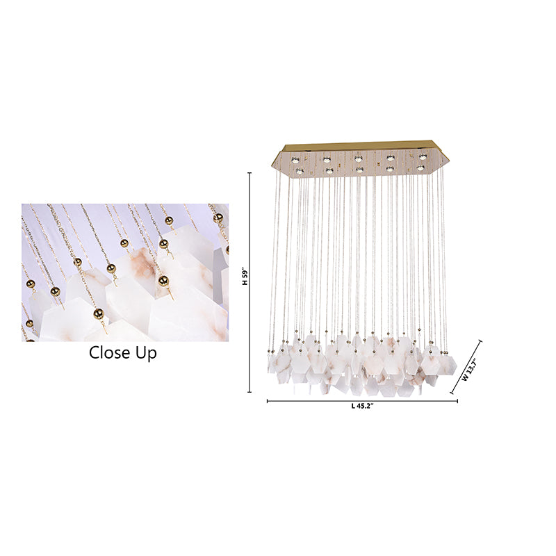Gold Stainless Steel Frame Chandelier with Spanish Alabaster Hanging Stones by Bethel - view 6