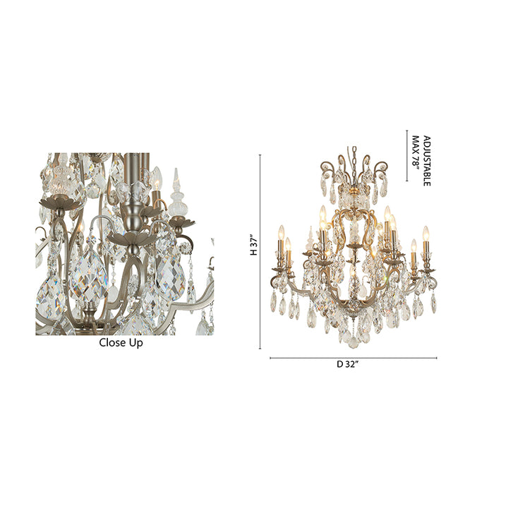 Metal Frame Chandelier with Clear Hanging Crystals by Bethel - view 17