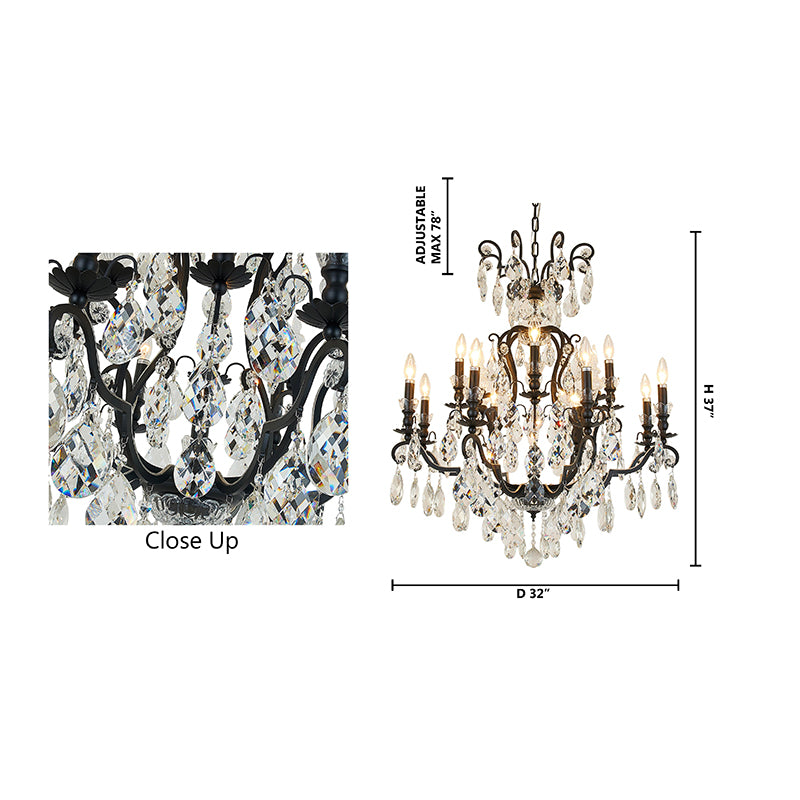 Metal Frame Chandelier with Clear Hanging Crystals by Bethel - view 10