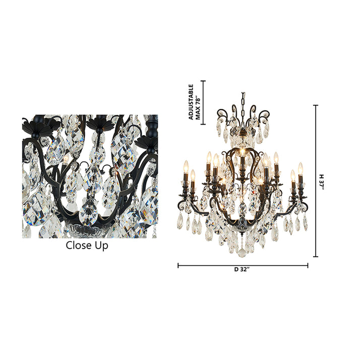 Metal Frame Chandelier with Clear Hanging Crystals by Bethel - view 10