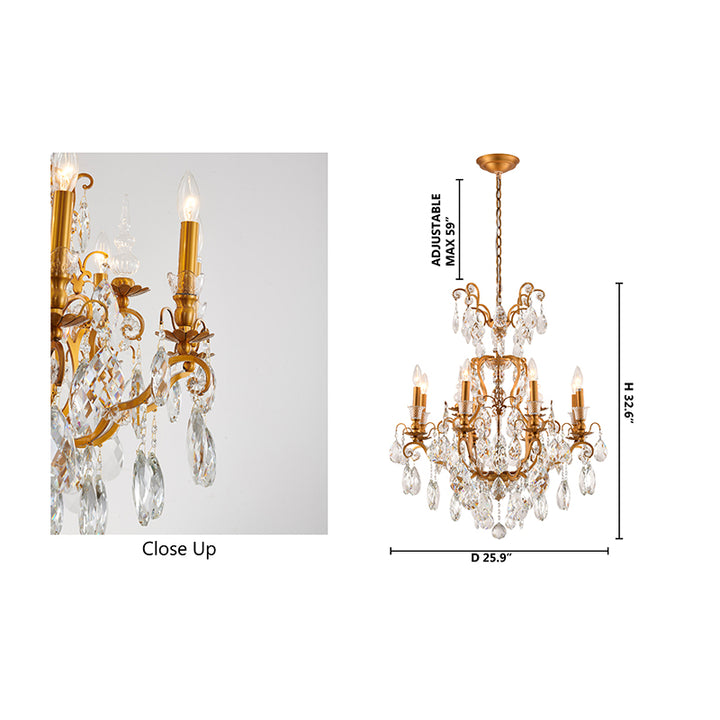 Iron Frame Chandelier with Clear Hanging Crystals by Bethel - view 7