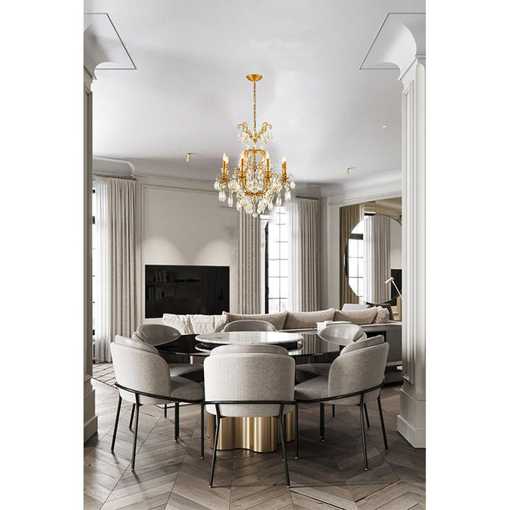 Iron Frame Chandelier with Clear Hanging Crystals by Bethel - view 8