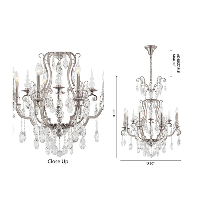 Frame Chandelier with Clear Hanging Crystals (BET64) by Bethel - view 44