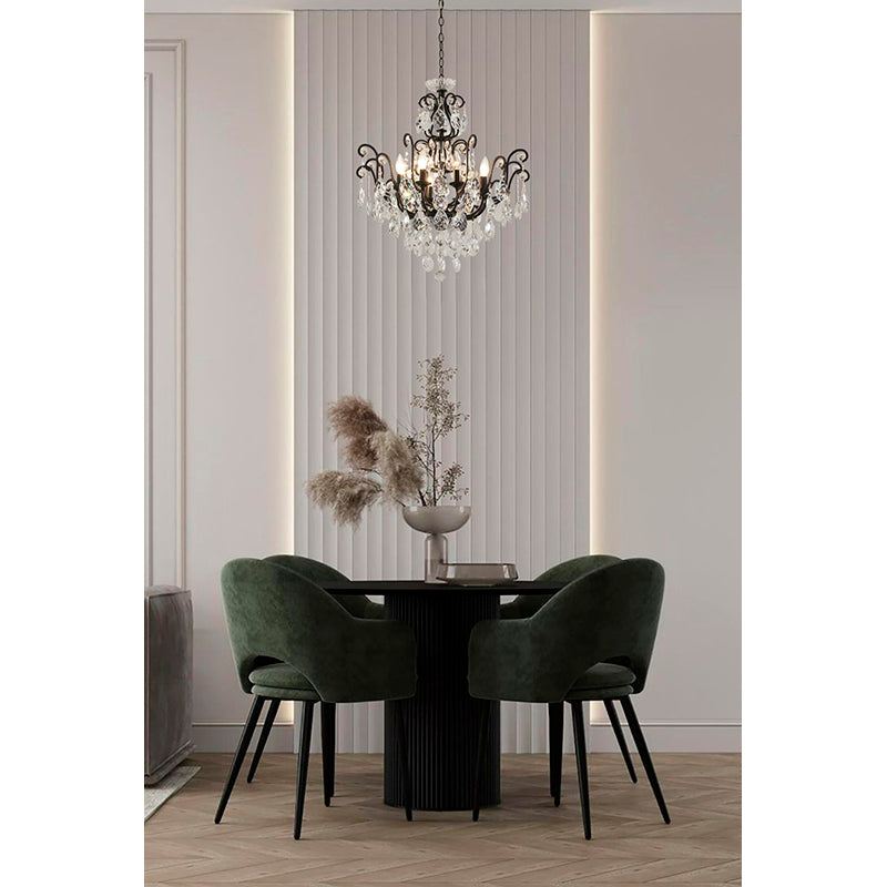 Chandelier with Clear Hanging Crystals &amp; Glass Accents