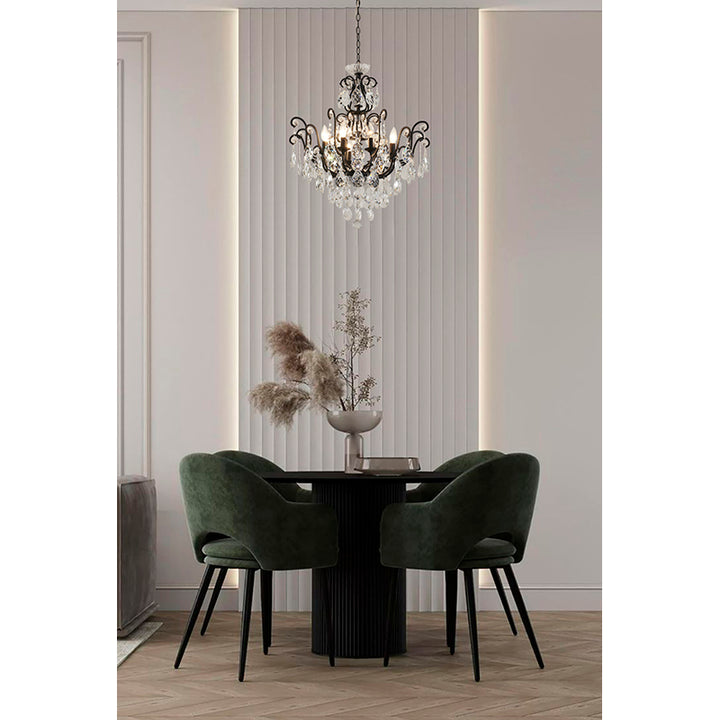 Chandelier with Clear Hanging Crystals &amp; Glass Accents