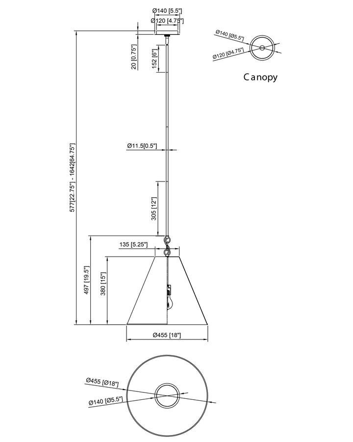 Veritas Pendant dimensions diagram