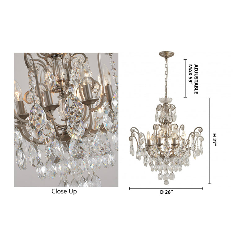 Chandelier with Clear Hanging Crystals &amp; Glass Accents