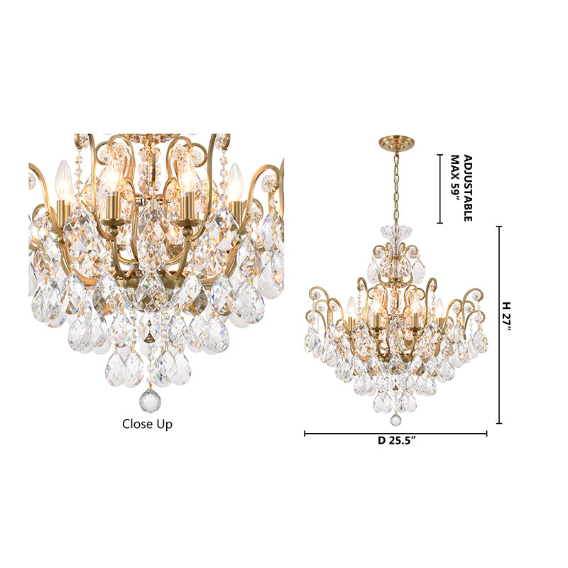 Chandelier with Clear Hanging Crystals &amp; Glass Accents