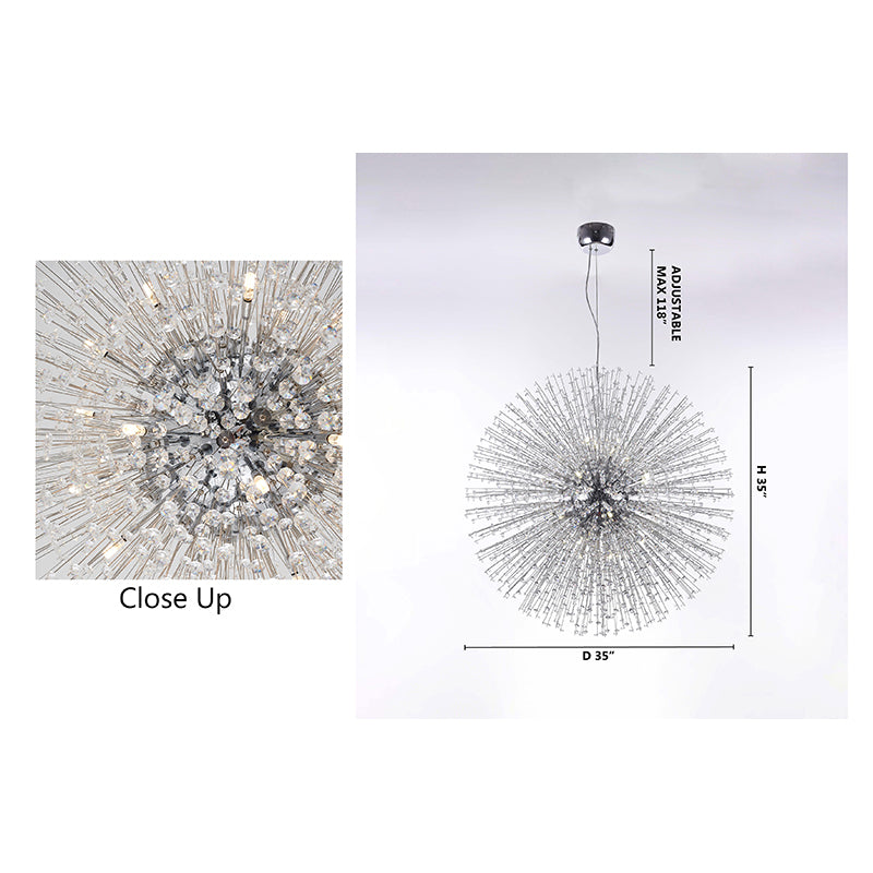 Clear Crystal Beaded Sputnik Chandelier with Hardware by Bethel - view 9