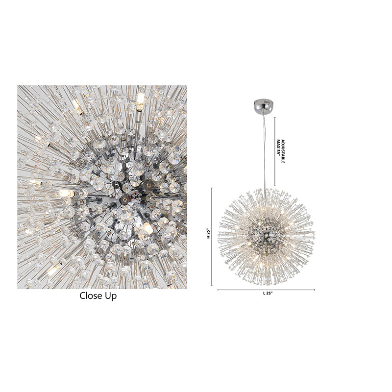 Clear Crystal Beaded Sputnik Chandelier with Hardware by Bethel - view 5