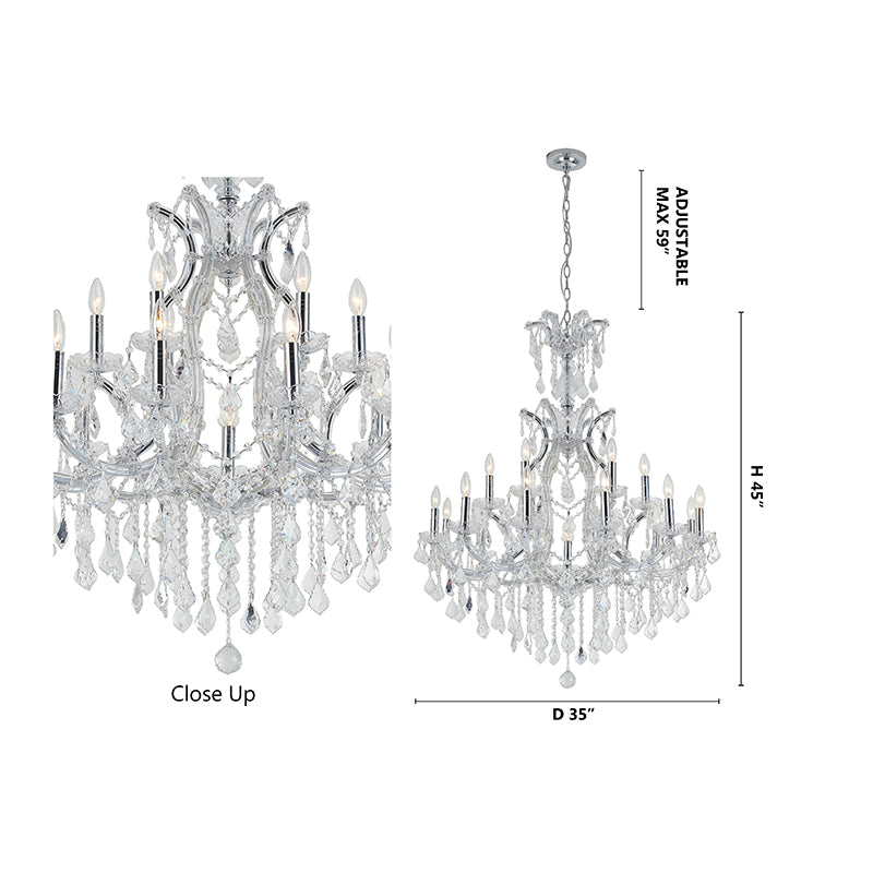 Clear Crystal Chandelier with Chrome Hardware by Bethel - view 4