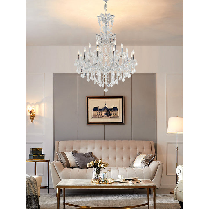 Clear Crystal Chandelier with Chrome Hardware by Bethel - view 5