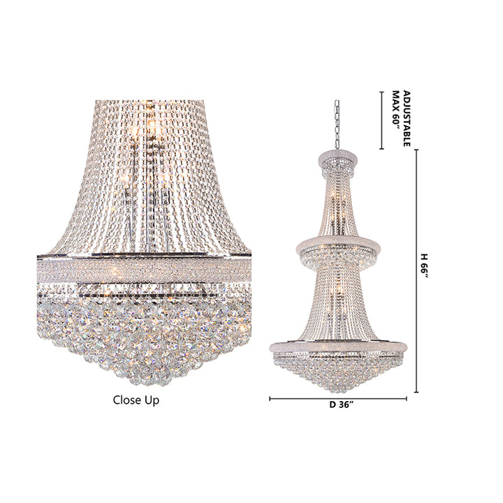 Three Tier Clear Crystal Chandelier with Crystal Balls &amp; Beaded Border Frames