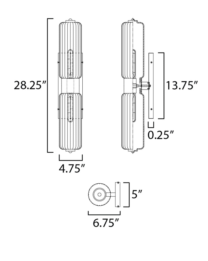 Kasbah 2-Light Wall Sconce dimensions diagram