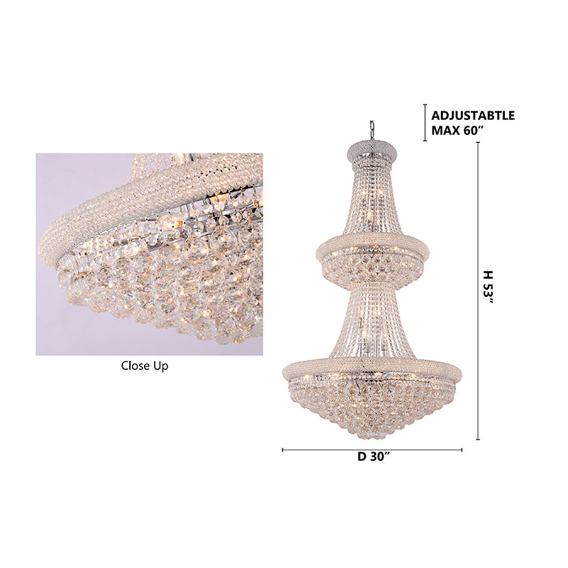 Three Tier Clear Crystal Chandelier with Crystal Balls &amp; Beaded Border Frames
