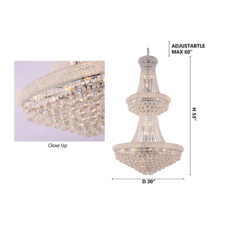 Three Tier Clear Crystal Chandelier with Crystal Balls &amp; Beaded Border Frames