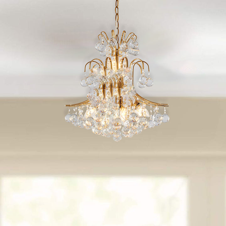 Frame Chandelier with Clear Hanging Crystals by Bethel - view 13
