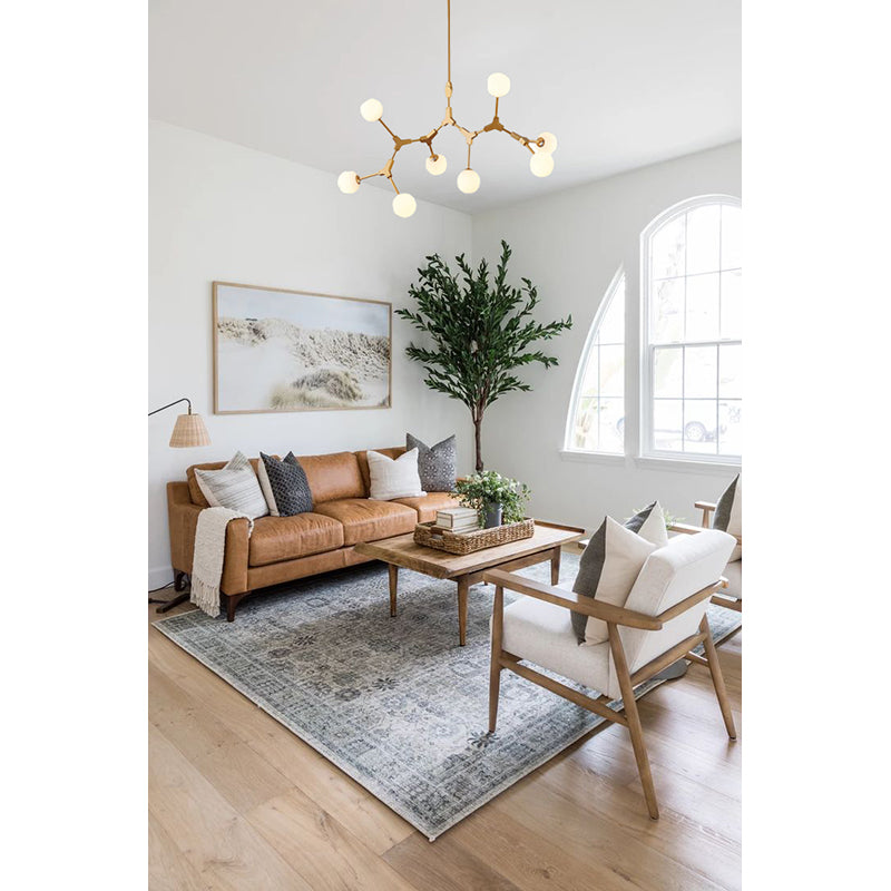 Gold Metal Frame Ceiling Fixture with Milk White Glass Shades by Bethel - view 5