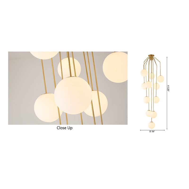 Antique Brass Metal Frame Chandelier with White Glass Globe Shades by Bethel - view 7