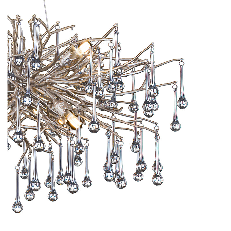 Silver Branch Chandelier with Smoke Glass Hanging Drops Frame Is Made Out by Bethel - view 2