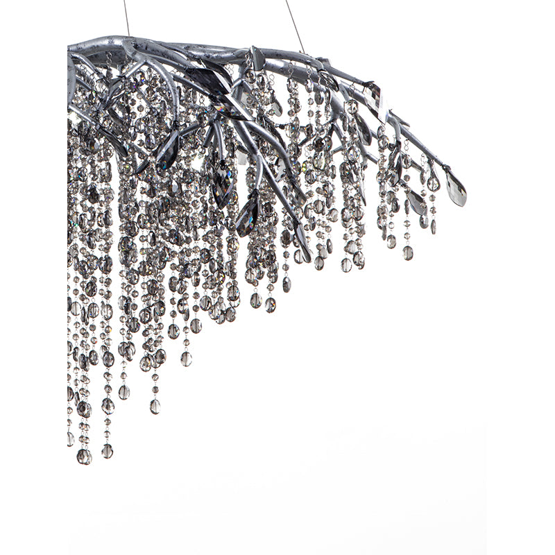 Branch Chandelier with Champagne Beaded Crystal Strands and Crystal Branches by Bethel - view 7