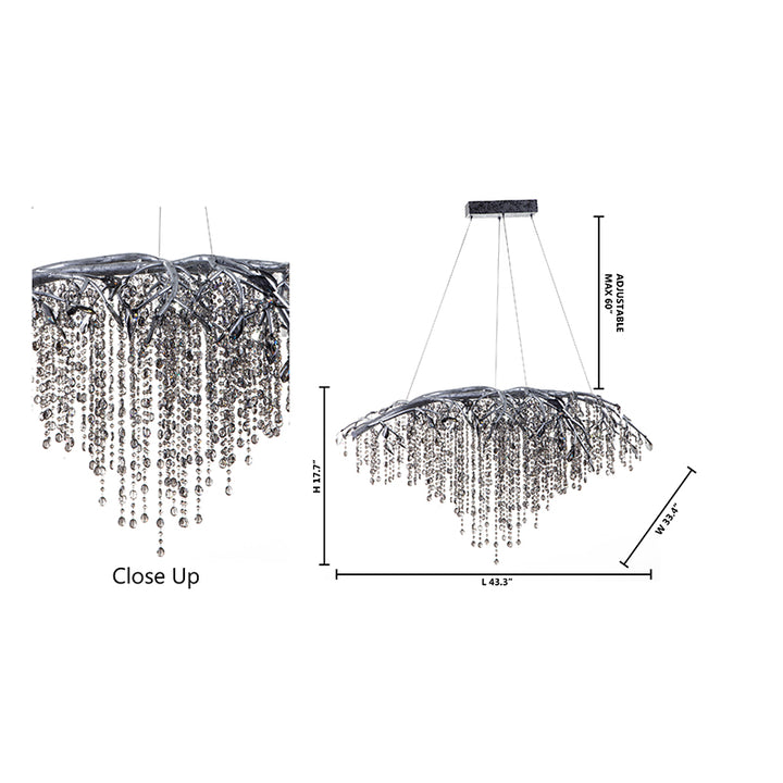 Branch Chandelier with Champagne Beaded Crystal Strands and Crystal Branches by Bethel - view 8