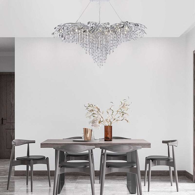 Branch Chandelier with Hanging Crystal Beads &amp; Branch Accents