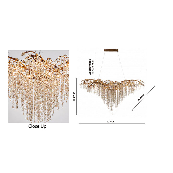 Branch Chandelier with Hanging Crystal Beads &amp; Branch Accents