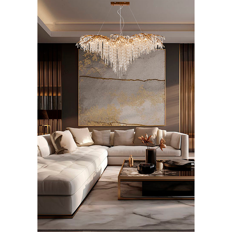 Branch Chandelier with Hanging Crystal Beads &amp; Branch Accents