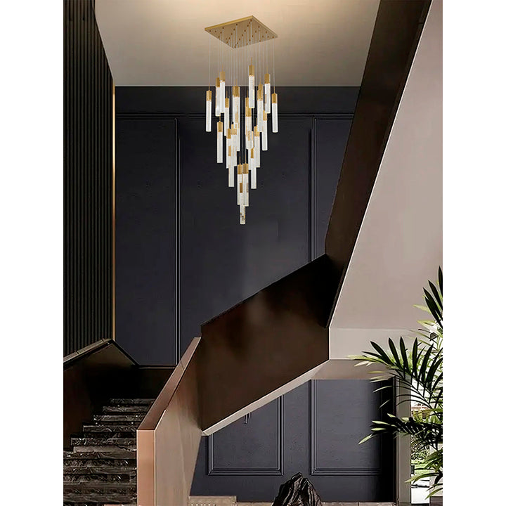 Flushed Frame Chandelier with Clear Hexagon Bubble Crystal Hanging Pendants by Bethel - view 39