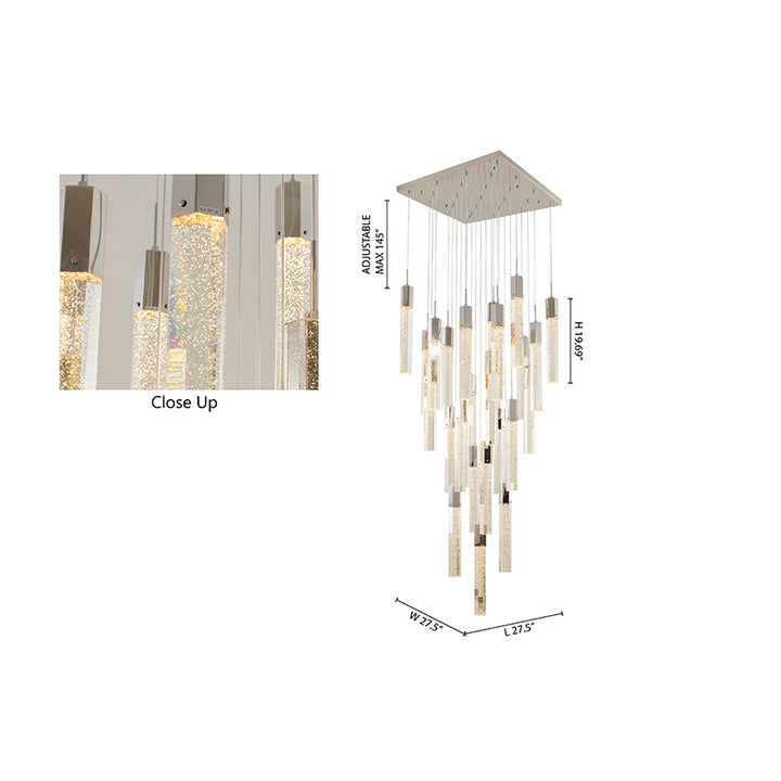 Flushed Frame Chandelier with Clear Hexagon Bubble Crystal Hanging Pendants by Bethel - view 32