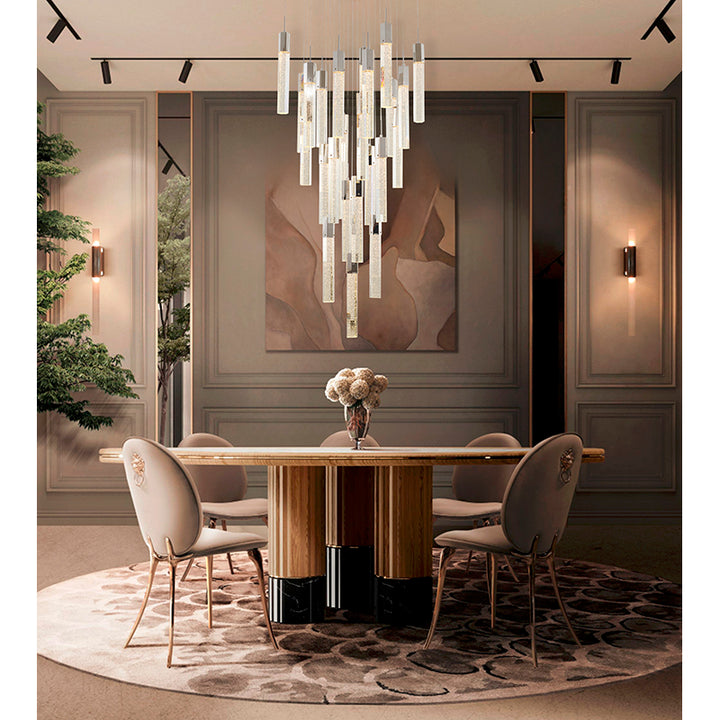 Flushed Frame Chandelier with Clear Hexagon Bubble Crystal Hanging Pendants by Bethel - view 34