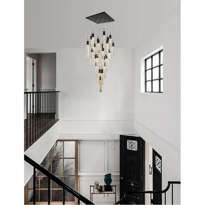 Flushed Frame Chandelier with Clear Hexagon Bubble Crystal Hanging Pendants by Bethel - view 27