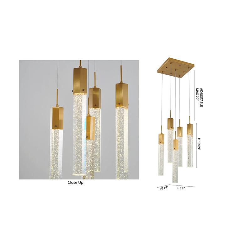 Frame Chandelier with Clear Hexagon Bubble Crystal Hanging Pendants by Bethel - view 22