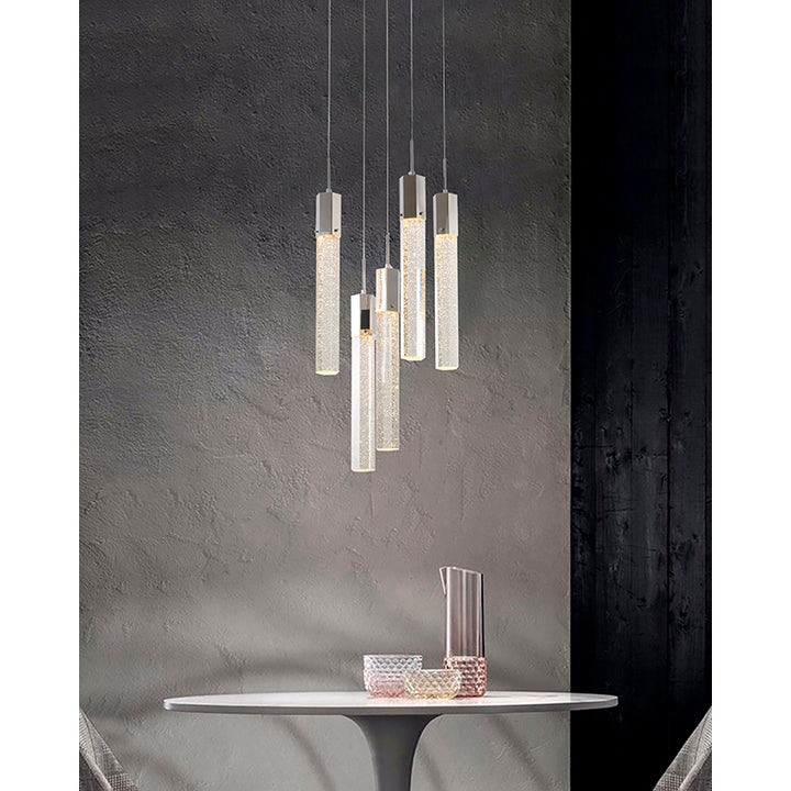 Frame Chandelier with Clear Hexagon Bubble Crystal Hanging Pendants by Bethel - view 15