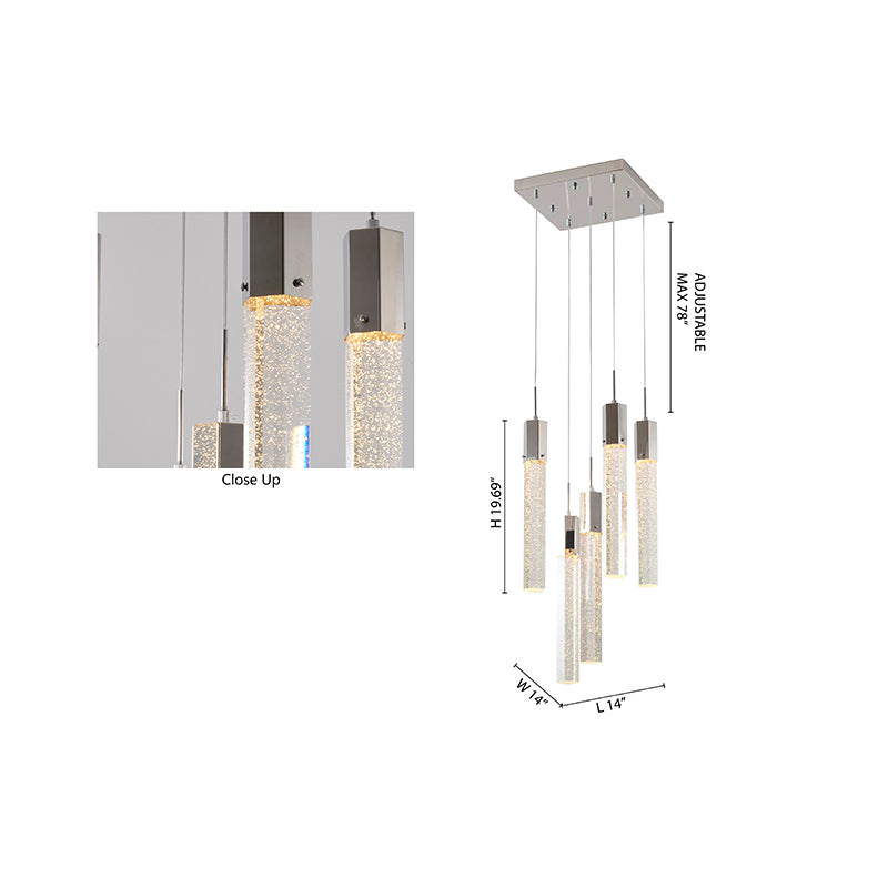Frame Chandelier with Clear Hexagon Bubble Crystal Hanging Pendants by Bethel - view 16