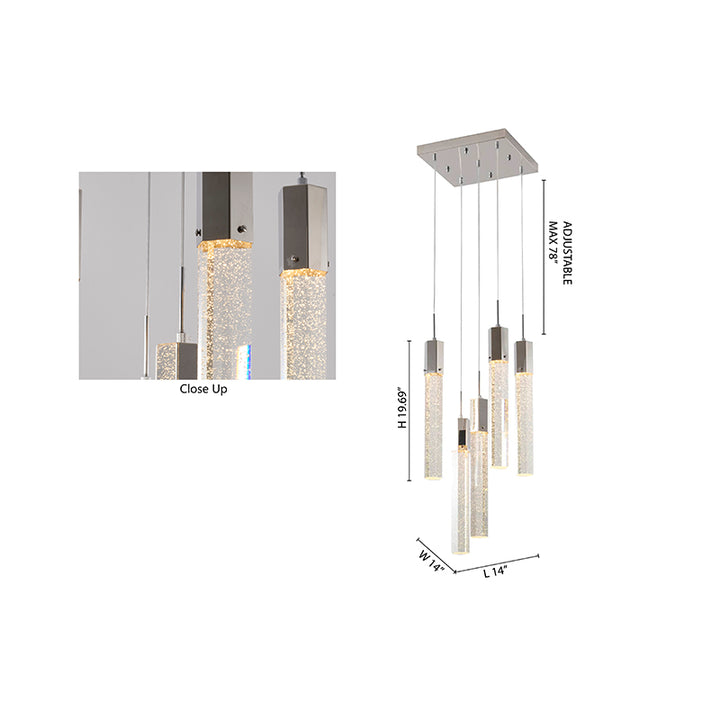 Frame Chandelier with Clear Hexagon Bubble Crystal Hanging Pendants by Bethel - view 16