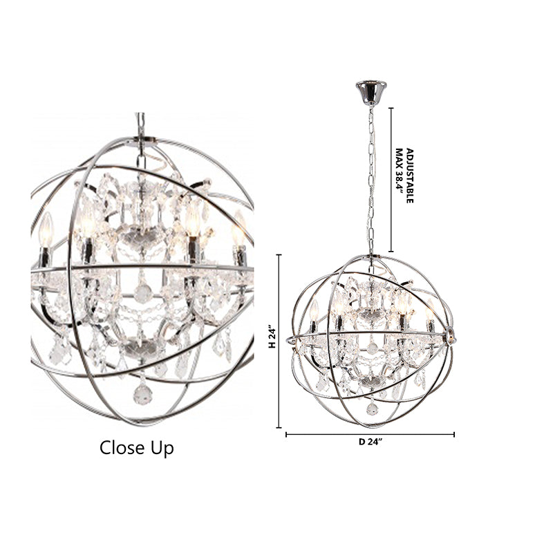 Cage Chandelier with Clear Hanging Crystals by Bethel - view 6