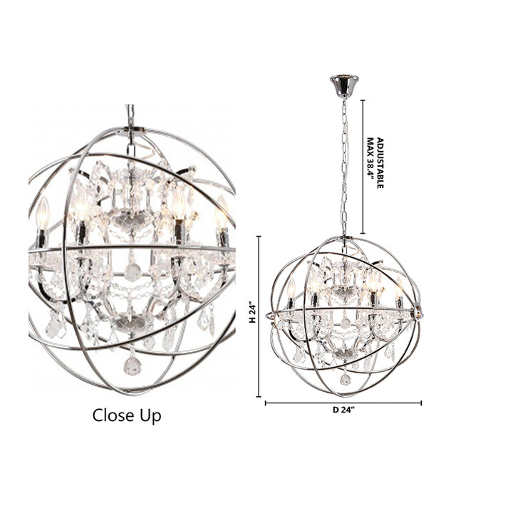 Cage Chandelier with Clear Hanging Crystals by Bethel - view 6