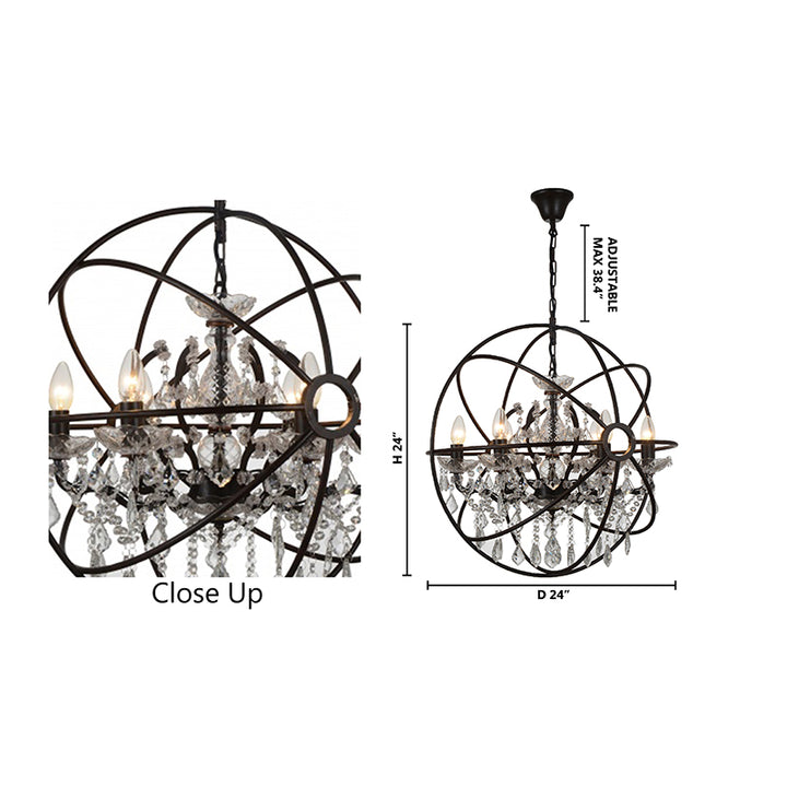 Cage Chandelier with Clear Hanging Crystals by Bethel - view 2