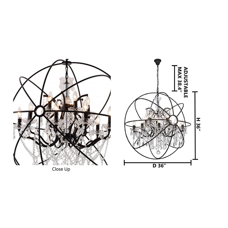 Cage Chandelier with Clear Hanging Crystals by Bethel - view 11