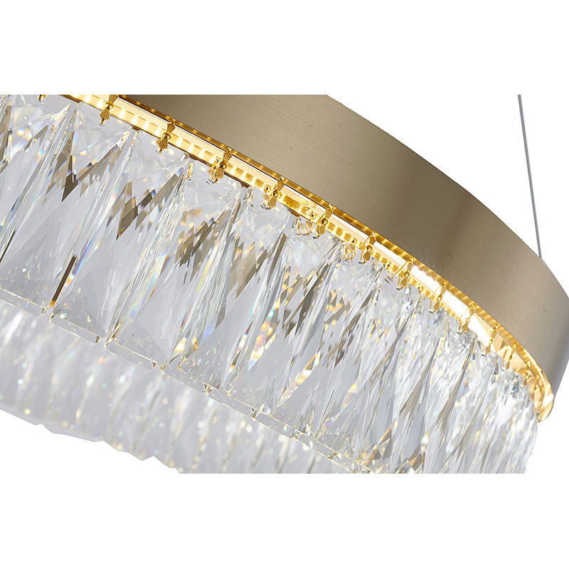 Round Frame LED Chandelier with Clear Hanging Crystals by Bethel - view 76