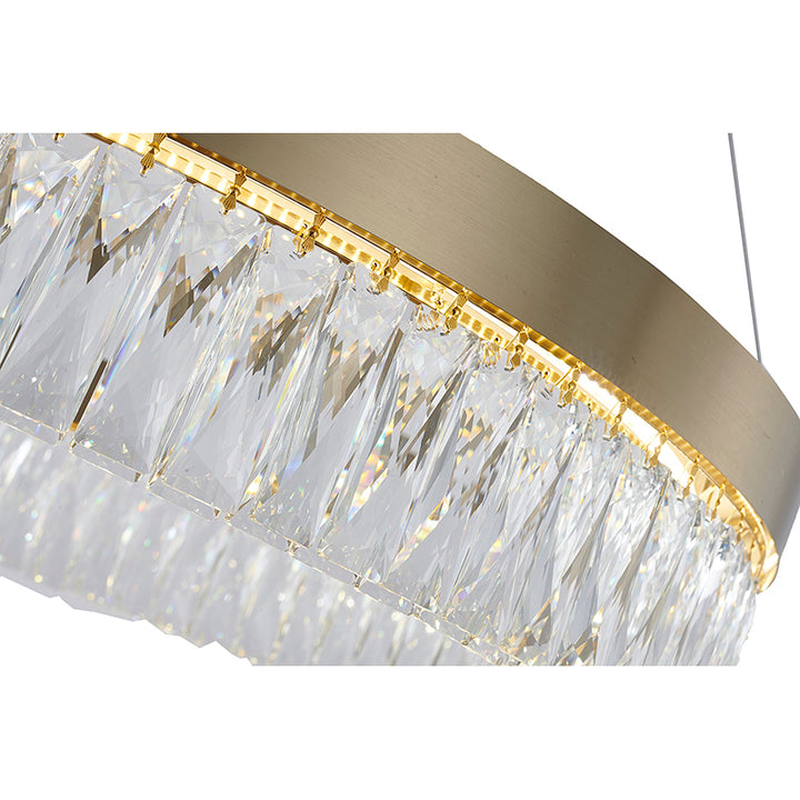 Round Frame LED Chandelier with Clear Hanging Crystals by Bethel - view 76