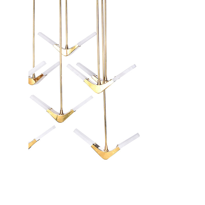 Gold Steel Frame LED Light with White Acrylic Boomerang Shaped Diffusers by Bethel - view 4